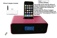 Ottavo OT3040PS Docking Station for iPhone 5S, 5C, 5, 4, 4S, 3G, 3GS, iPod &amp; iPod Touch with Dual Alarm, Radio, Clock and Remote Control (Pink Color)
