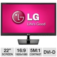 LG 22&quot; Wide 1080p LED Monitor, VGA, DVI