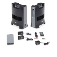 Audio Unlimited SPK-24GX-DUO Wireless Stereo Speakers - 2.4 GHz, Digital Indoor/Outdoor, Remote Control, Dual Power Transmitter, Black (Pair) &nbsp;41305