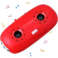 August MB100R Lecteur Baladeur MP3 Portable avec Haut-parleurs St&eacute;r&eacute;o Int&eacute;gr&eacute; et Lampe LED - Couleur: Rouge