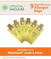 Kenmore 50688, 50690 9-Pack Allergen Filtration Vacuum Cleaner Bags - Fits Kenmore 20-5068, 20-50681, 20-50688, 20-50690, Panasonic U-2, Sanyo PU-1, K