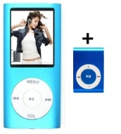 MP4 Player Portabel - bis zu 16 GB durch microSD Speicherkarte - BLAU - MP3 AMV, FM Radio, E-Book, integrierter Lautsprecher + Mini Clip MP3 Player Gr