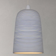 John Lewis Portland Striped Ceramic Easy-to-Fit Pendant Shade, White/Blue