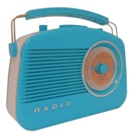 Steepletone Brighton 1950s Portable Retro Style Rotary Radio - Blue/White