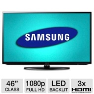 Samsung 46&quot; Class LED HDTV - 1080p, 1920 x 1080, 60Hz, 3500000:1 Dynamic, Clear Motion Rate 120, HDMI, USB, Wi-Fi, Web Browser, Smart TV, Energy Star