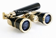 Milana Optics - Opera Glasses - Symphony - With Handle - Black Finish with Golden Rings