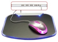 LINDY Illuminated Mouse Pad with 4 Port USB 2.0 Hub Black