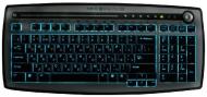 Russian and English Borealis Firefly Backlight Illuminated USB Keyboard - Silver / Black