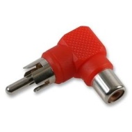 RCA Phono Right Angle 90 Degree Plug Socket Adaptor Converter - Red