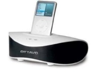 Ottavo OT1240W Speaker 30-Pin with Integrated Alarm Charging while Playing for iPods and iPod Touch - White color
