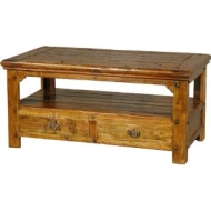 Rustic Solid Aged Acacia Wood Long Coffee Table W-110Cm