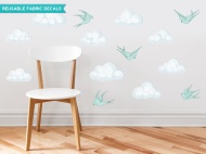 Alien Fabric Wall Decals, Set of 6 Aliens, 3 Different Sizes