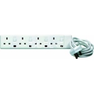 Universal 13A 4 Gang 2 metre individually switched extension lead with neon