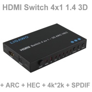 Ligawo 1.4 HDMI Switch 4x1 3D ARC HEC HEAC - Umschalter Verteiler 4 zu 1 + Fernbedienung + SPDIF/ Toslink Audio Ausgang + Audio Return Channel + HDMI