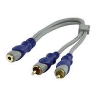 Ex-Pro&reg; 0.20m (20cm) 3.5mm Socket plug to 2 x RCA Phono Connection Professional 24K Gold (Stereo Left/Right)