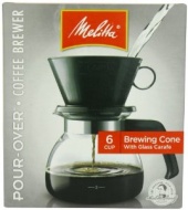 Melitta Coffee Maker, 6 Cup Pour-Over Brewer with Glass Carafe, 1-Count