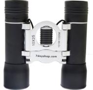 7dayshop Binoculars - Compact 10x25 DCF (Black &amp; Silver) - TOP QUALITY GLASS OPTICS