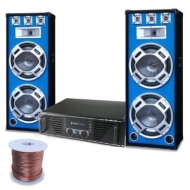 DJ PA Set &quot;Bassini&quot; 1800W Komplettset 1x AMP600 Verst&auml;er + 2x PA Stand-Lautsprecher