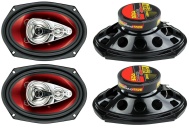 4) New BOSS Chaos CH6940 6x9&quot; 500W 4-Way Car Coaxial Audio Stereo Speakers Red