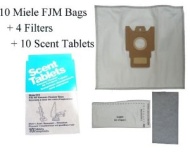 10 Miele F J M Allergen Canister Vacuum Bags + 4 Filters