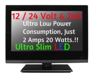 16&quot; Ultra Slim LED Digital Freeview USB Record TV DVD. Caravan HGV Boat. 12 / 24 VOLT DC 12V + 240