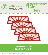 4 Neato XV-11 Air Filters Fits Neato XV-11 XV11 All Floor Robotic Vacuum Cleaner System; Compare to Neato Filter Part #945-0004 (9450004); Designed &amp;