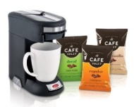 Café Valet Black/Silver Single Serve Coffee Brewer Starter Kit/Combo, Includes 18 Count Variety Pack of Exclusive Café Valet Coffee