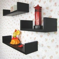 TRIO - Wall Mounted Storage / Display Shelves - Set of 3 - Black