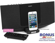Sony Slim Sleek Micro Shelf Music System with iPod &amp; iPhone 8 Pin Lightning Connector Docking Station, MP3 CD Player, Digital AM FM Radio, 30 Station