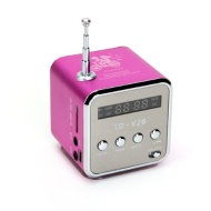 TD-V26 Haut-parleur Portable Mini et Digital avec Micro SD / TF / USB / FM - Rose