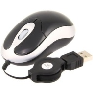 Mini USB Optical Mouse for Laptop/XP/Vista/Windows 7 - Retractable cable + scroll wheel