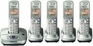 Panasonic KX-TG4025N DECT 6.0 PLUS Expandable Digital Cordless Phone with Answering System, Champagne Gold, 5 Handsets