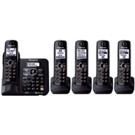 Panasonic - Expandable Digital Cordless Answering System with 5 Handsets
