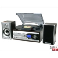 USB 4in1 MUSIC SYSTEM (744)-RECORD PLAYER-CD-RADIO-MP3 (colour: Rosewood &amp; silver)