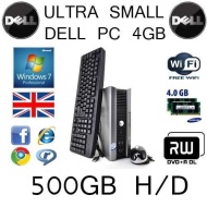 DELL PC CORE 2 DUO 4GB 500GB WIFI WIN7 DVDRW ULTRA SMALL ECO QUIET (P5-1)