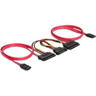 DeLOCK SATA All-in-One cable for 2x HDD - Cable SATA (Rojo)