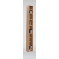 Tall and Vertical Beech Colour Wood Freestanding Adjustable Shelf Book CD DVD Media Storage Tower Unit by DMF