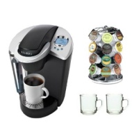 Keurig K65 Special Edition Gourmet Single-Cup Home Brewing System w/ Water Filter Kit-B60 + 2-Piece 10 oz. ARC Handy Glass Coffee Mug + 28 K-Cup Carou