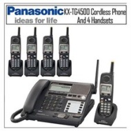 Panasonic KX-TG4500 4 Line Cord / Cordless Phone Base With 5 Handsets Bundle