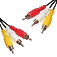 RCA Male Plug to Plug - 5 Metres - Audio Video AV 3xPhono Composite Black TV Cable Lead - 5m