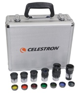 Celestron Okular und Filter Set 1,25? Okularset 5 Okulare, Barlowlinse, Mondfilter, 6 Farbfilter, Alu-Koffer