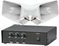 Pyle KTPMSA20H 50 Watt PA Power Amplifier W/ Pair of 8&#039;&#039; Indoor / Outdoor 65 Watt PA Horn Speakers