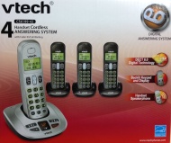 VTech CS6199-42 DECT 6.0 Cordless Phone, Silver/Black, 4 Handsets