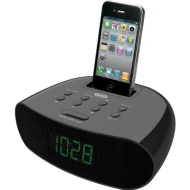 Jensen JIMS70I Universal iPod/iPhone Docking FM PLL Stereo Clock Radio with 0.9-Inch Green LED Display, Dual Alarm and Aux Line-In