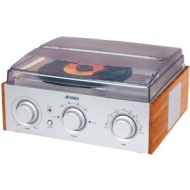 JENSEN JTA220 Stereo 3Speed Turntable with AM/FM Receiver 2 Builtin Speakers