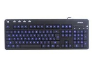 A4-Tech Blue LED-backlit Illuminated Multimedia Keyboard (English/USB/Black) with LED Power On/Off button and Multimedia One-touch hotkeys