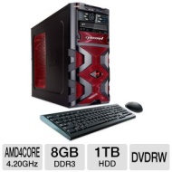 CybertronPC Assassin TGM2242F Gaming PC - AMD FX-4170 4.20GHz, 8GB DDR3, 1TB HDD, DVDRW, 2x AMD Radeon HD6570 CrossFireX, 6 Setting LED Fan Control Pa