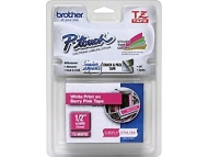 Brother 1/2&quot; TZMQP35 White on Pink TZ Tape