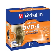 Verbatim LightScribe 5 x DVD-R 4,7 Go 16x LightScribe Bo&icirc;tier CD