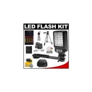 Power2000 LED Video Camcorder Light &amp; Bracket + Wide/Tele Lens + Tripod + Case + Kit for Canon VIXIA